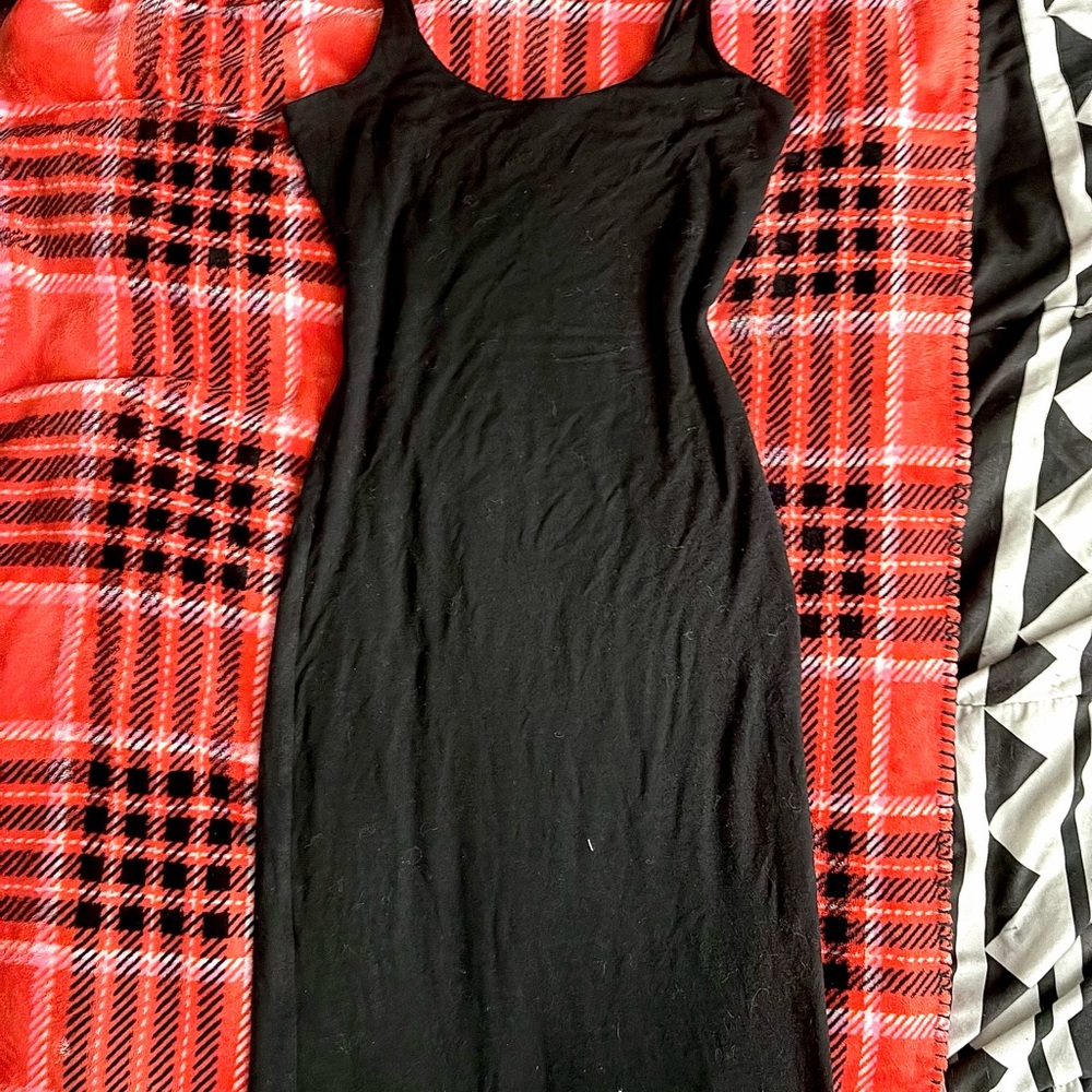 Fashion Nova Black Spaghetti Strap Midi Dress | Essential LBD